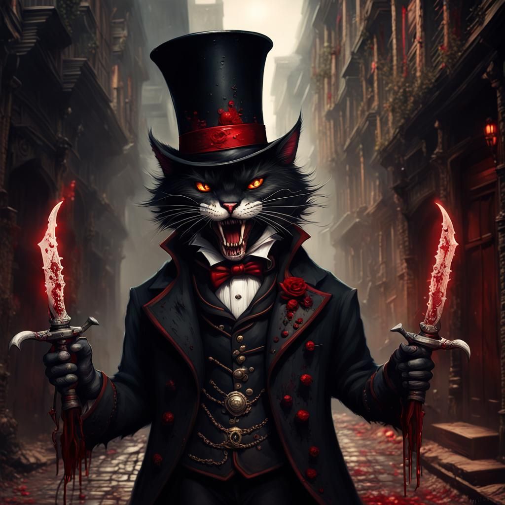 Victorian Cat Assassin in Gaslit Alley