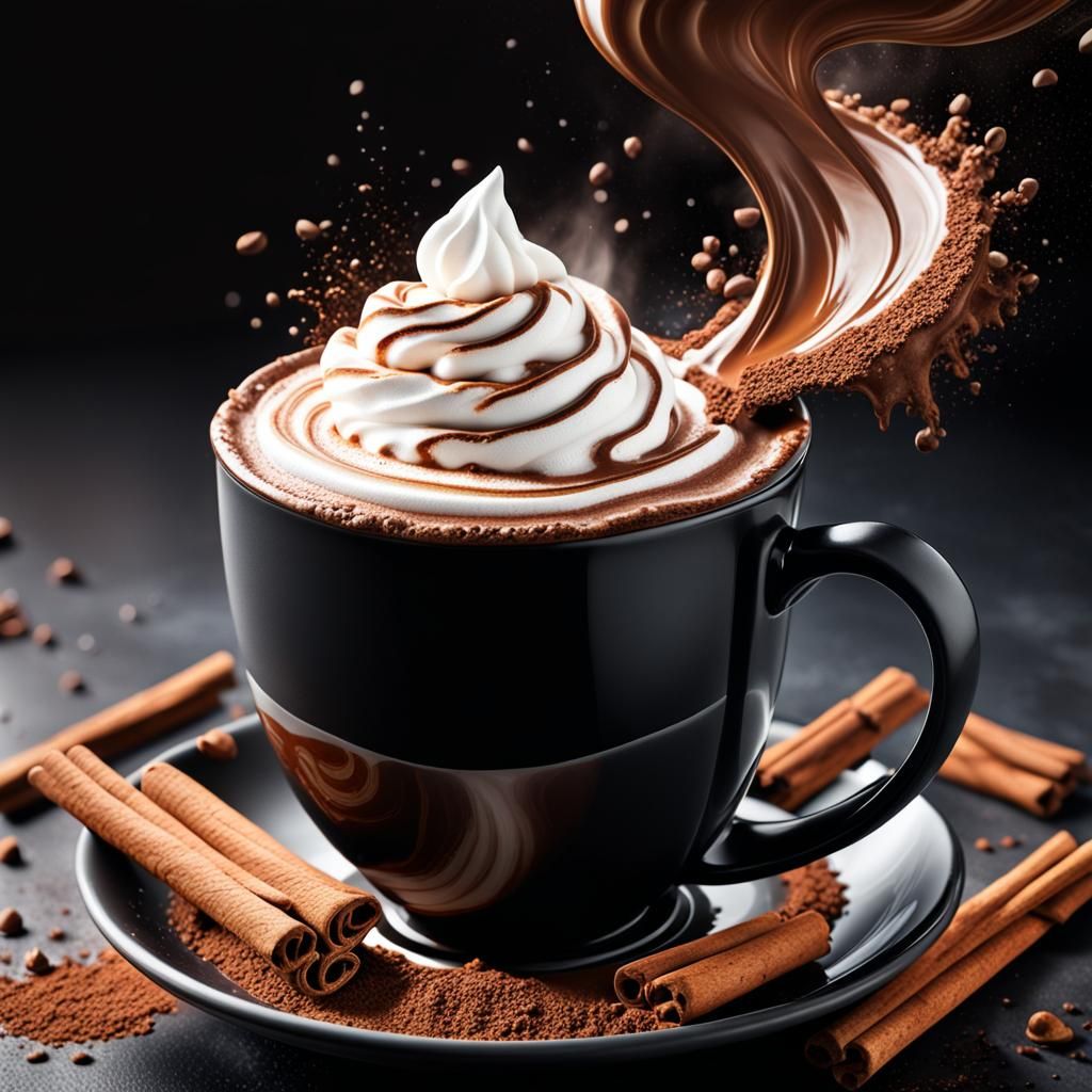 Hyperrealistic Hot Cocoa with Cinnamon Stick