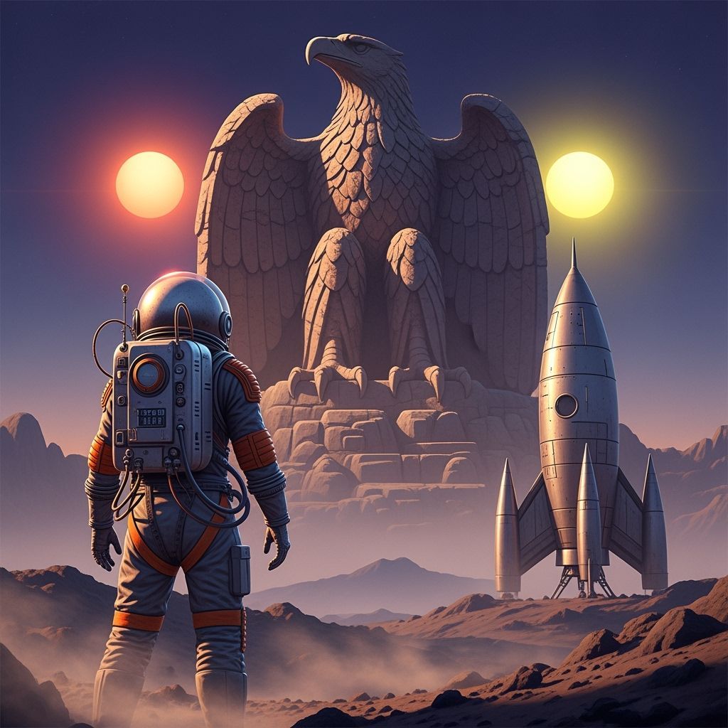 Astronaut Discovers Ancient Eagle Monument on Alien World
