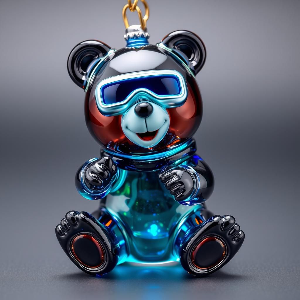 Cyberbear's Cyberspace Fun: Enameled Glass Figurine