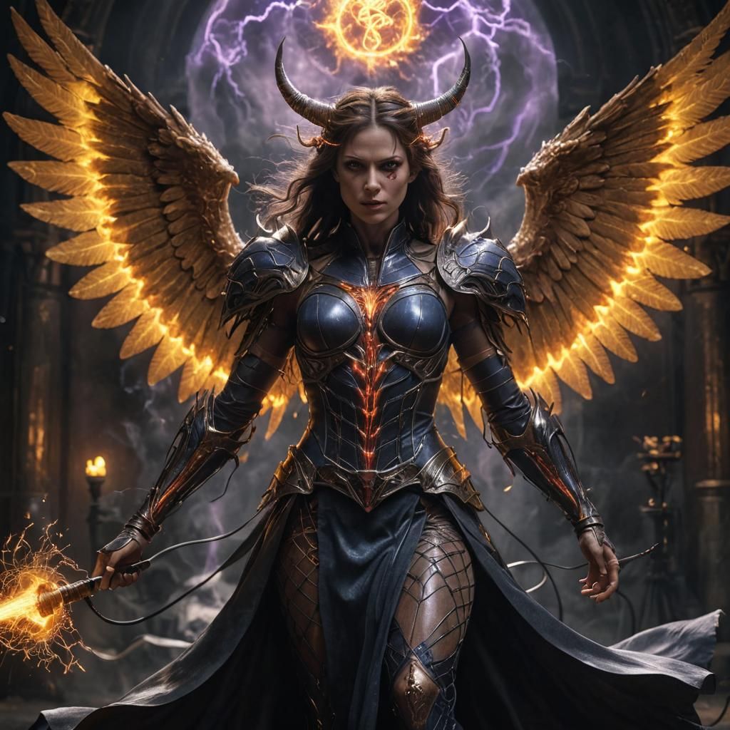 Angel-Winged Demon with Electrical Tesla Coil Effect