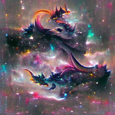 Cosmic Space Dragon in Nebula