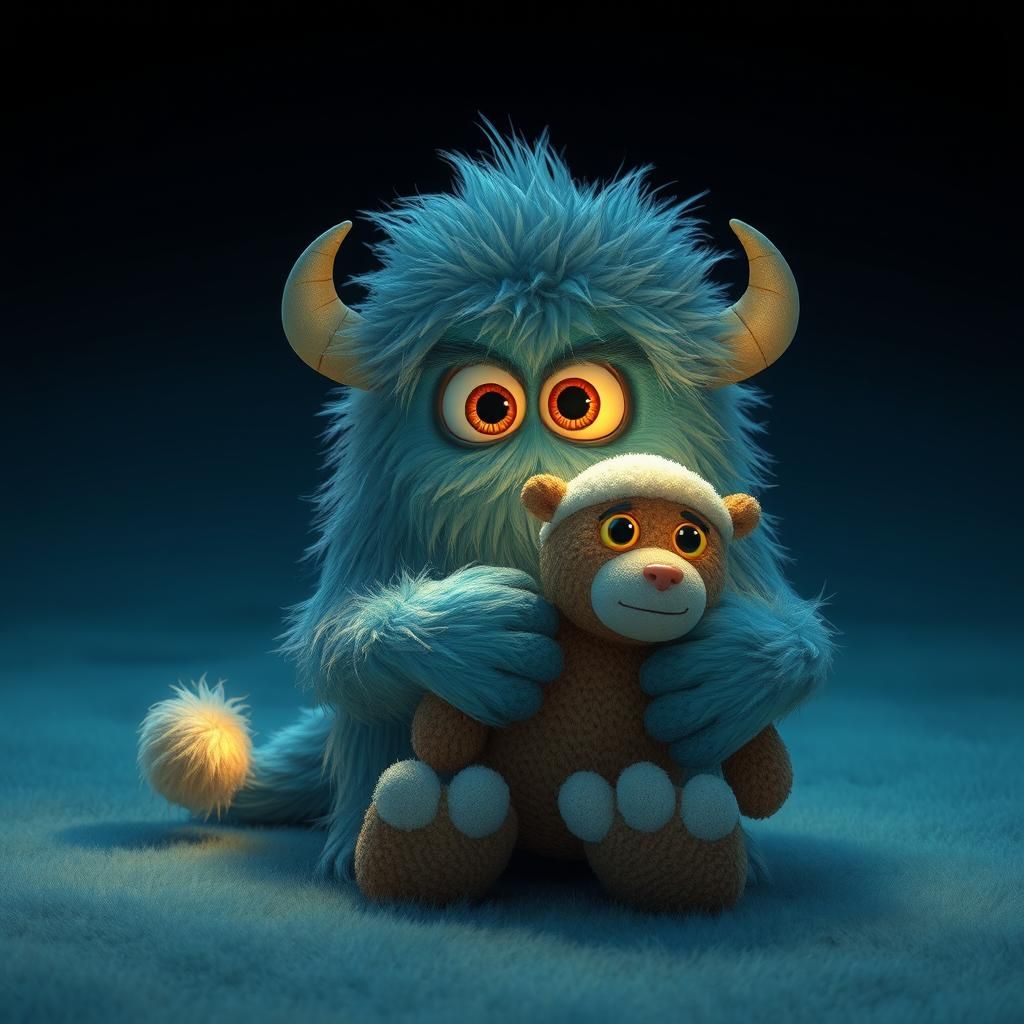 Shaggy Monster with Big Eyes in 3D Environment