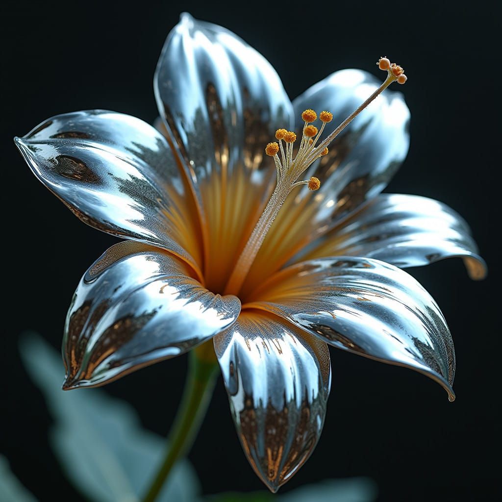 Hyper-Detailed Chrome Lion's Tooth Flower in Photorealistic ...