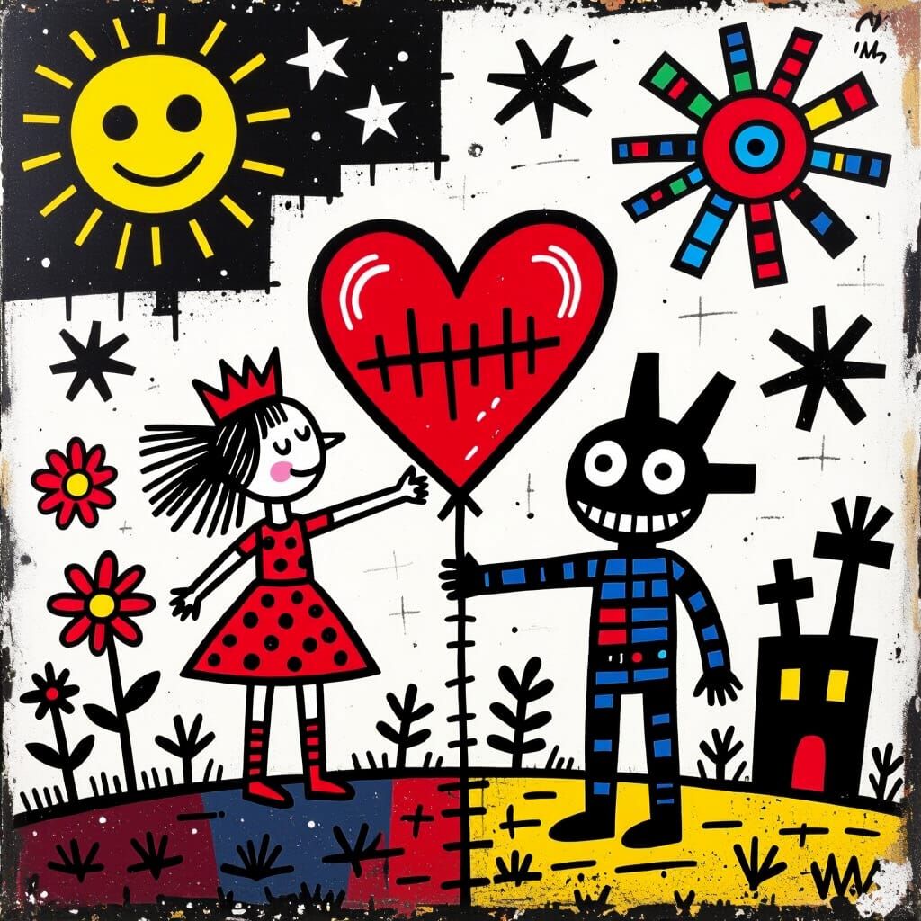 Atomic Nightmare Love in Art Brut Style
