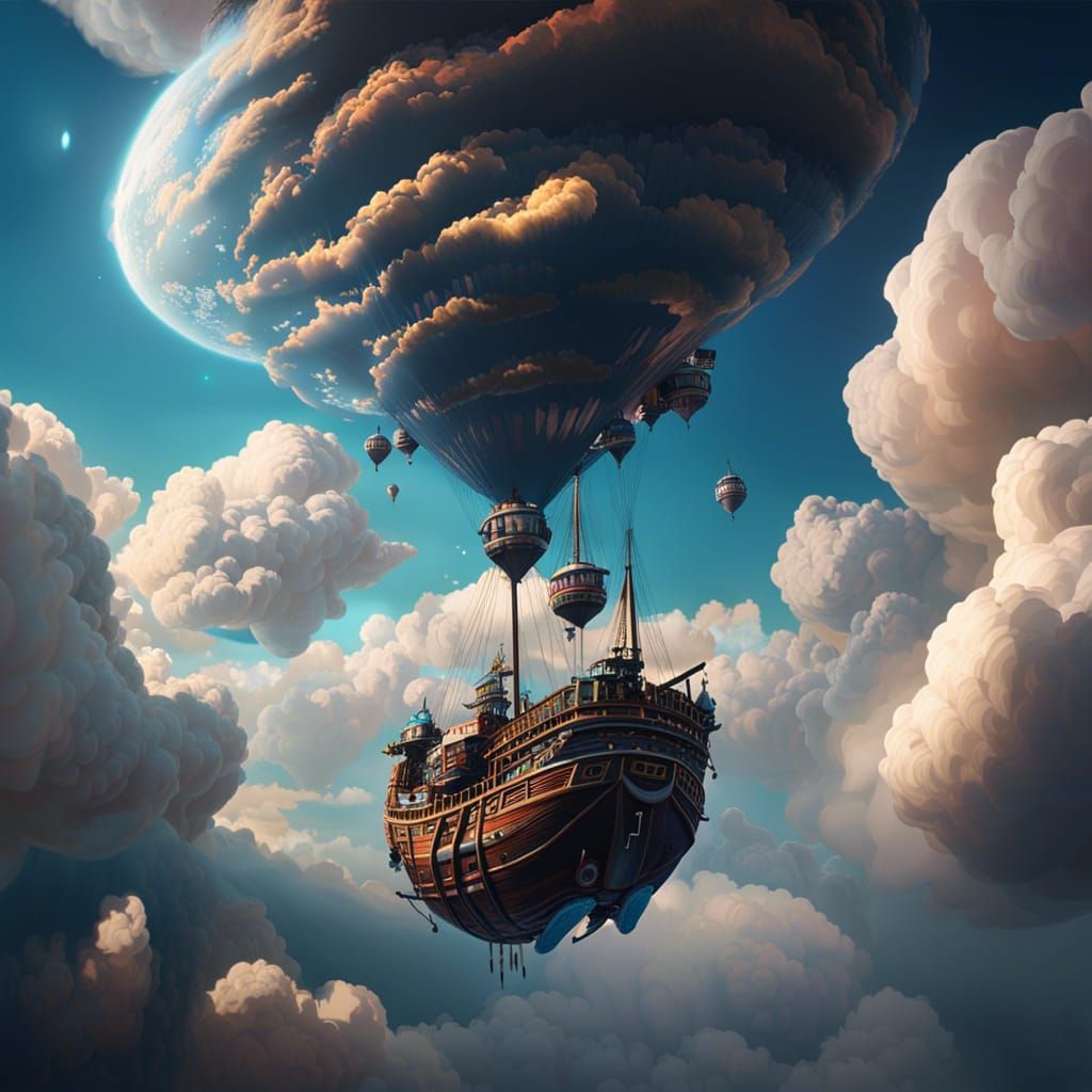 Air Pirate Port in Gravity Defying Clouds