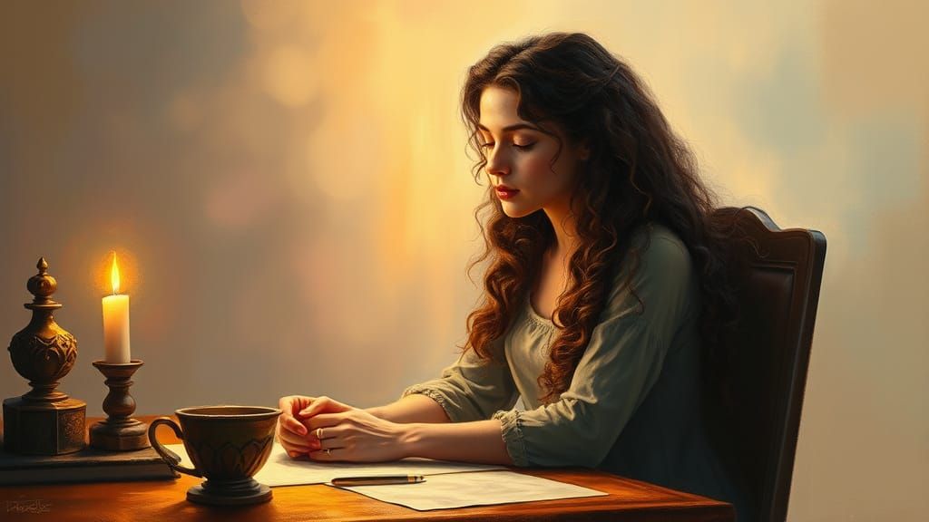 Spiritual Medium Connects to Realm in Warm Oil Painting