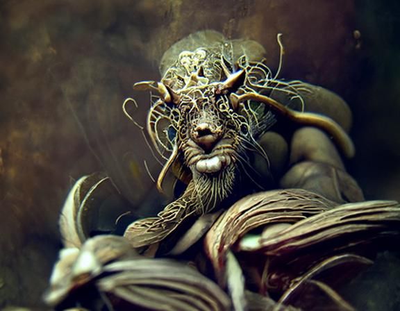 Enchanting Forest God in Brian Froud Style