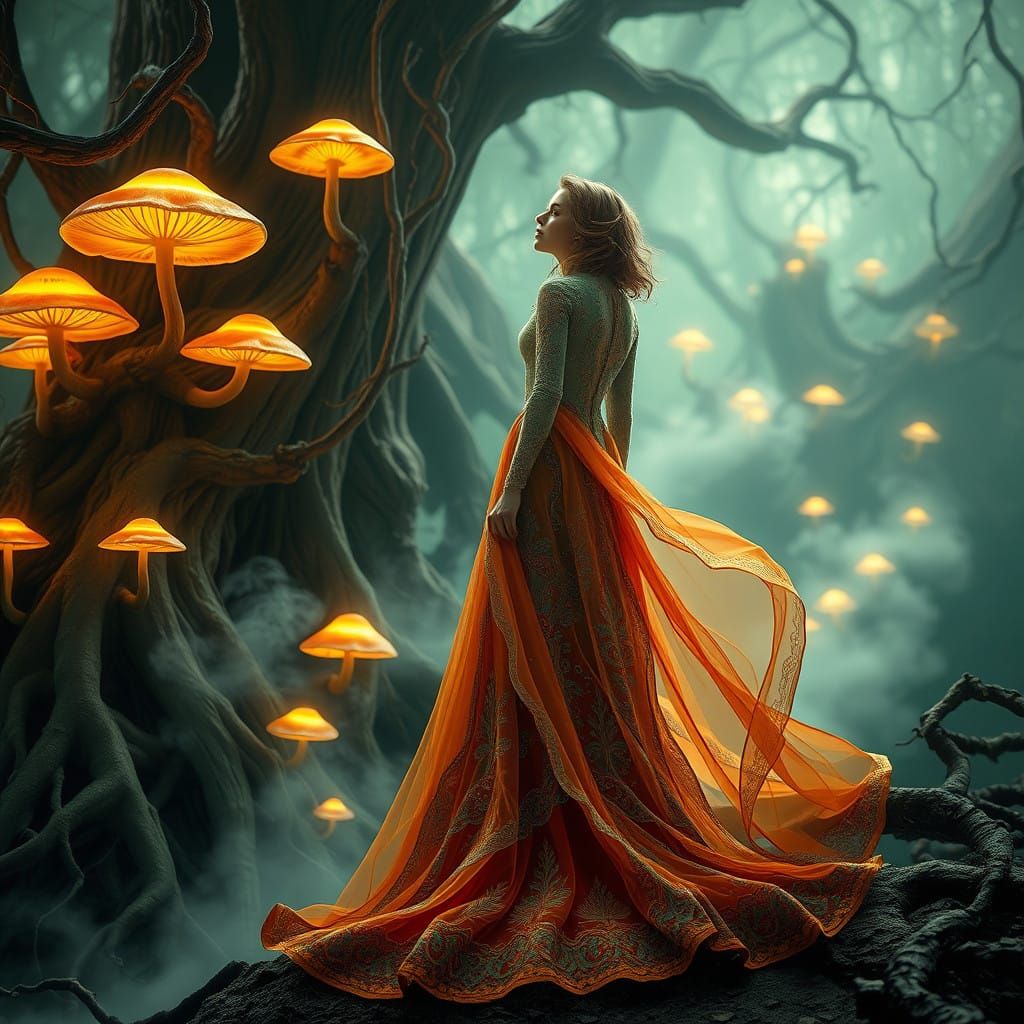 Ancient Glowing Forest with Intricate Fairytale Elements