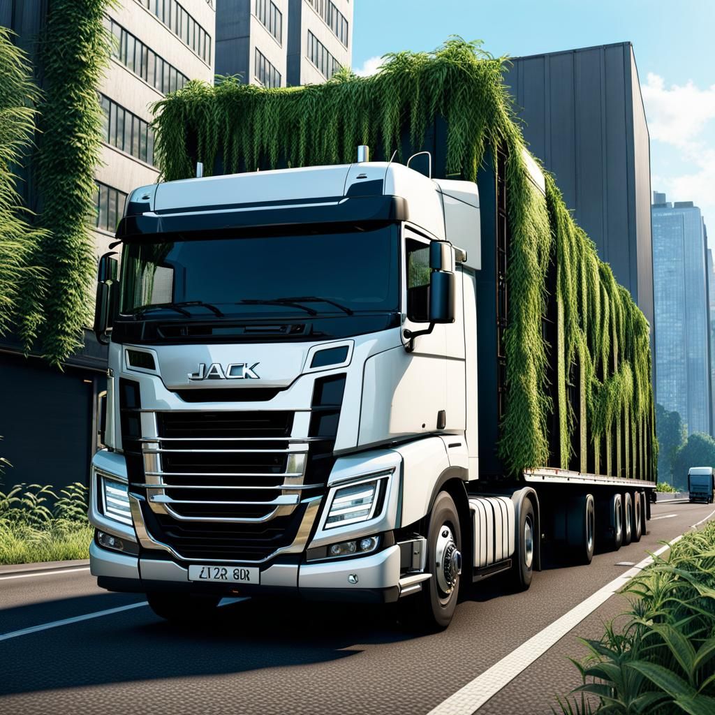 Jack-knifed Truck in Abandoned Overgrown City