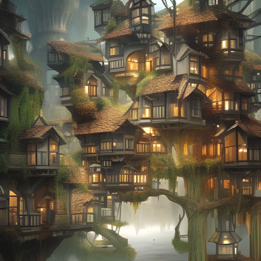 Clockpunk Honeycomb Village: A Sci-Fi Masterpiece