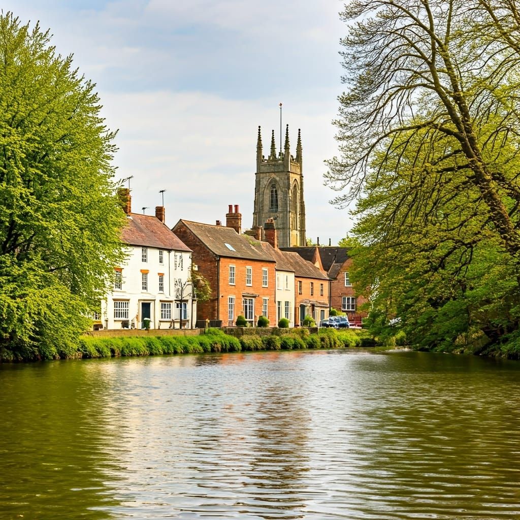 Idyllic St Neots Town in Huntingdonshire Landscape