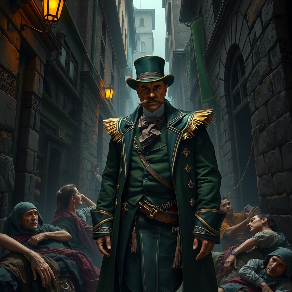 Elegant Gentleman in Dark Renaissance City