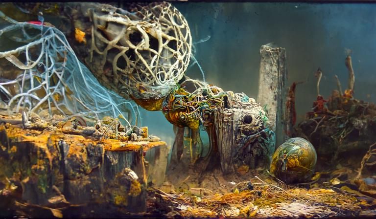 Mysterious Ruins in Fishing Net, Digital Matte Painting