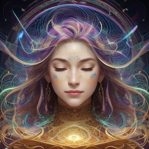 Ethereal Music Portrait with Glowing Notes