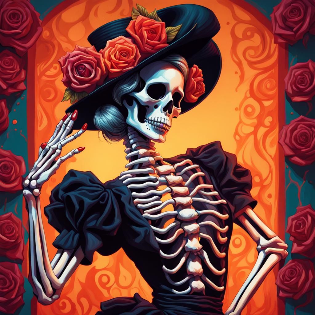 Skeleton Flamenco Dancers in Hyperrealistic Style