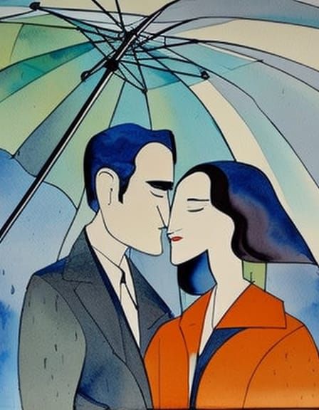 Couple in the rain