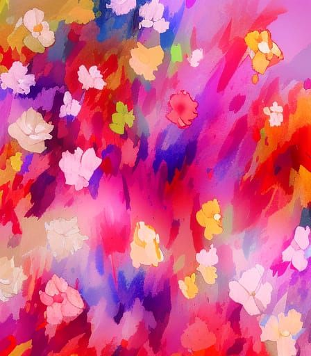 Colorful Meadow in Gouache Watercolor Style