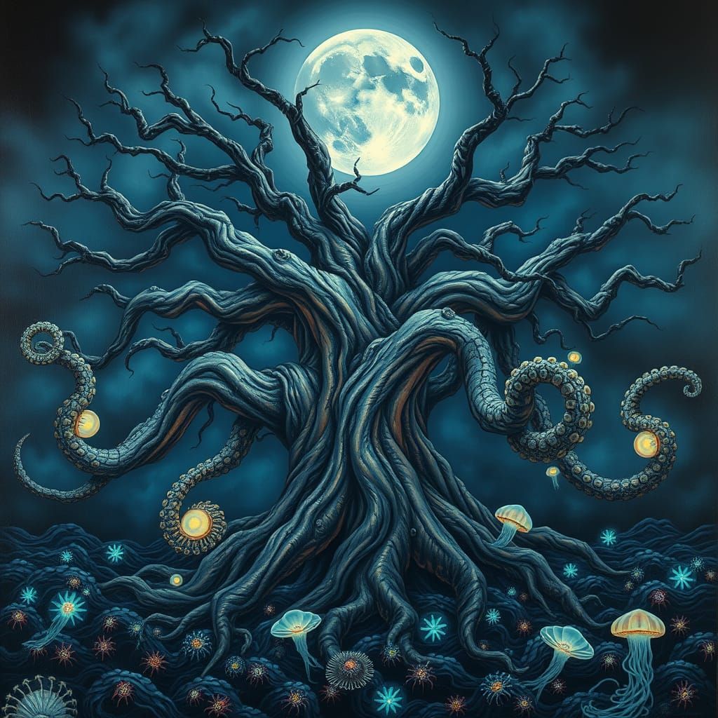 Twisted Oak Transforms into Iridescent Octopus Tentacles