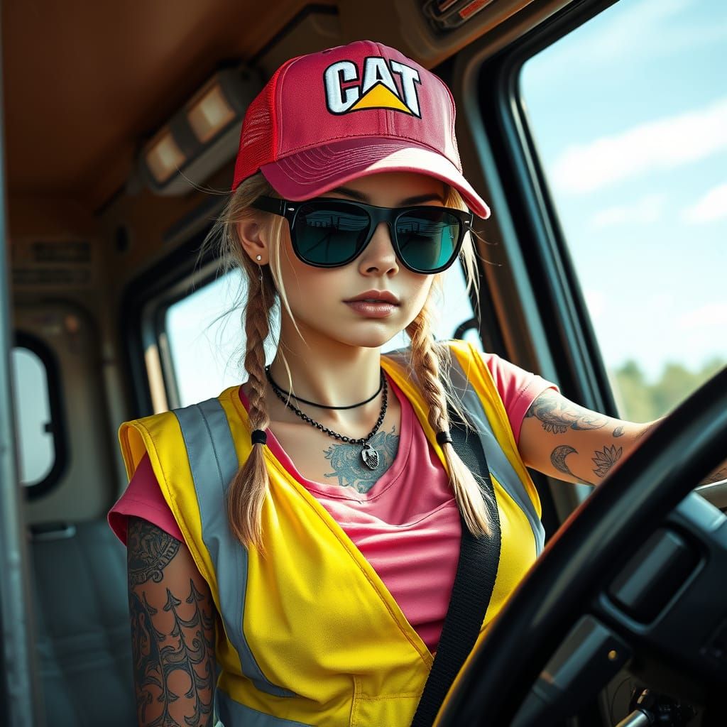 Punk Trucker Girl in Photorealistic Digital Art