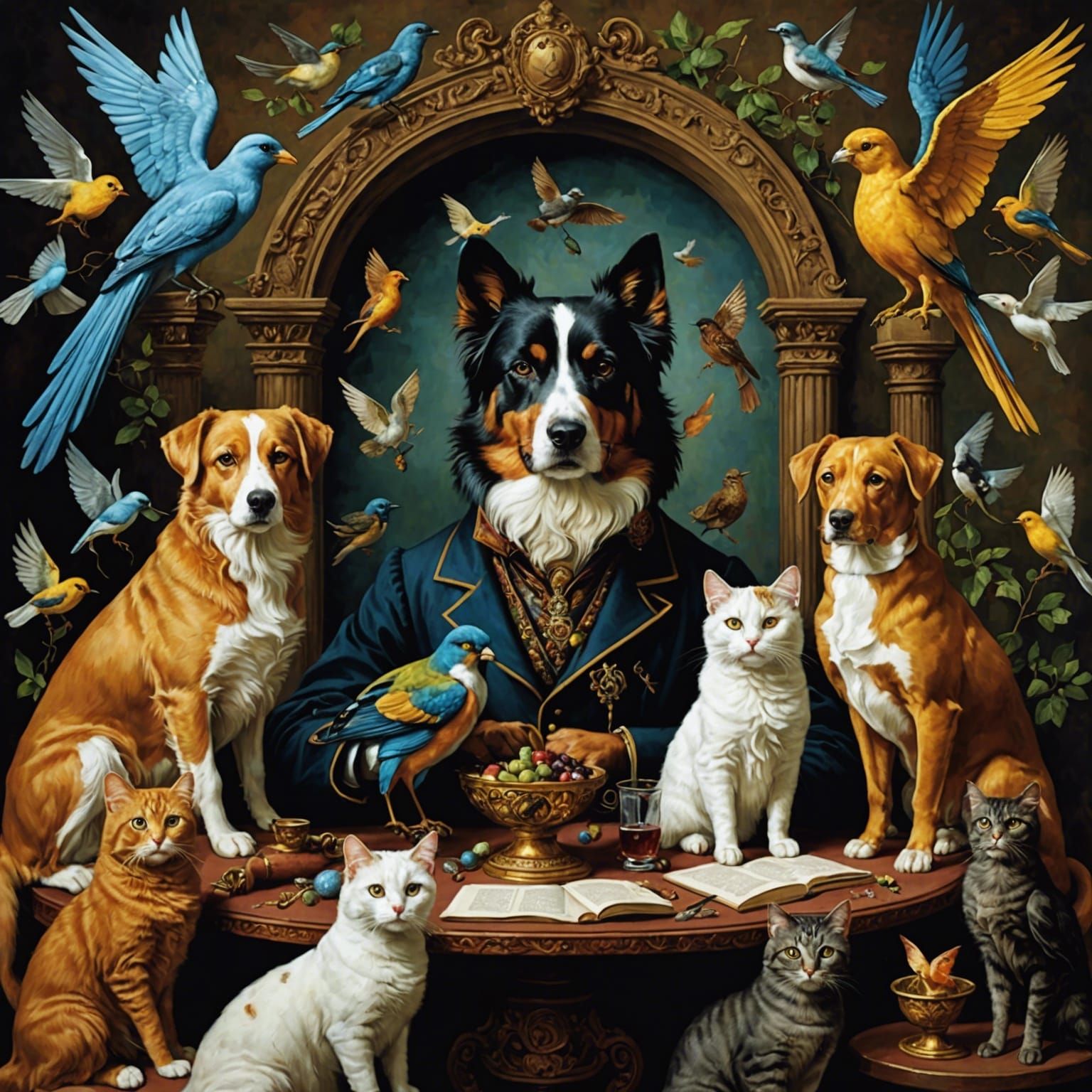 Heavenly Mannerism: Family of Beloved Animals in Impasto