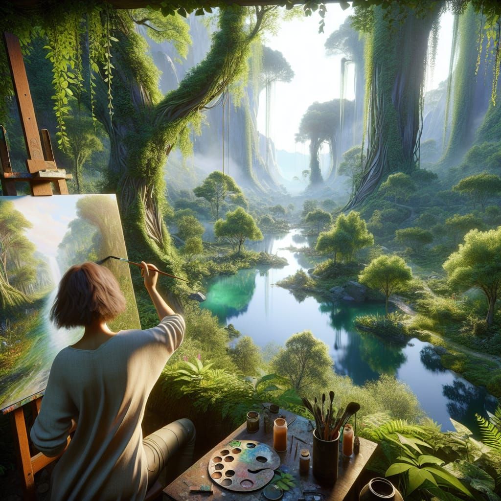 Artiste zen dans son monde de créativité