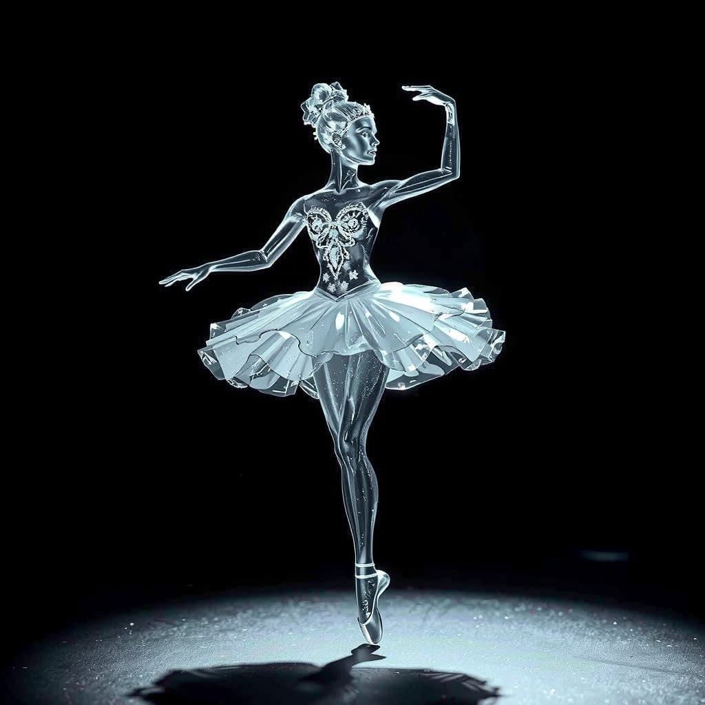 Dramatic Crystal Ice Ballerina Sculpture