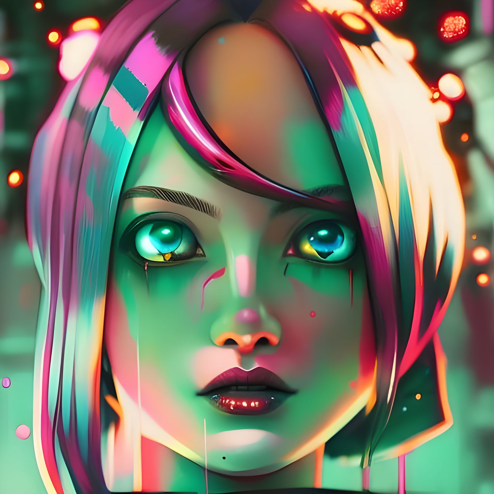 Chibi Pikachu Portrait in Cyberpunk Pop Art Style