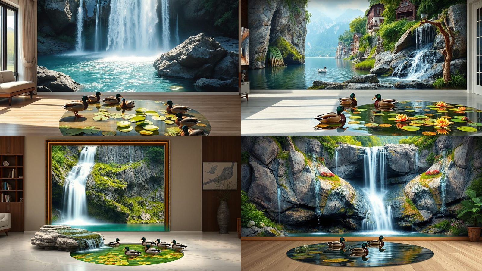Magical Waterfall Painting Creates Indoor Pond