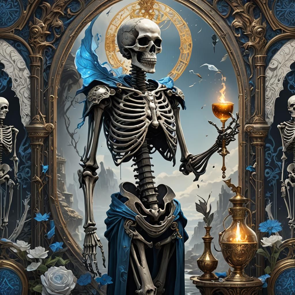 Esoteric Tarot Card: Temperance in Dark Fantasy Style