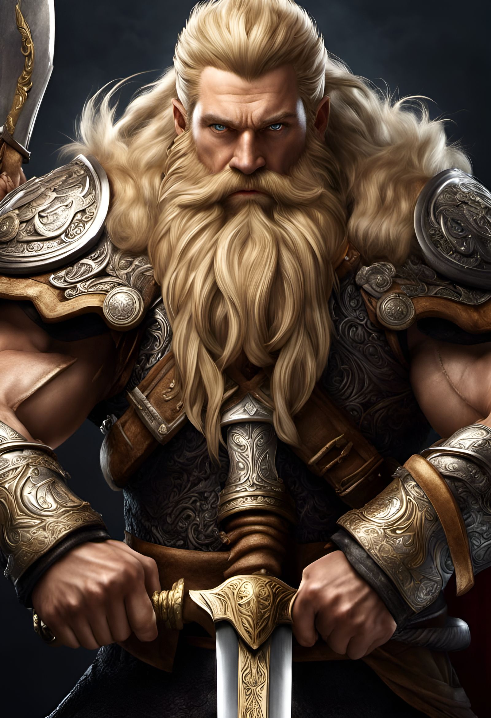 Powerful Dwarf Warrior in Adamantine Armor