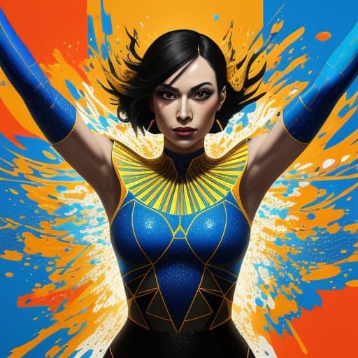 Woman Dancing in Vibrant Bauhaus Splash Art