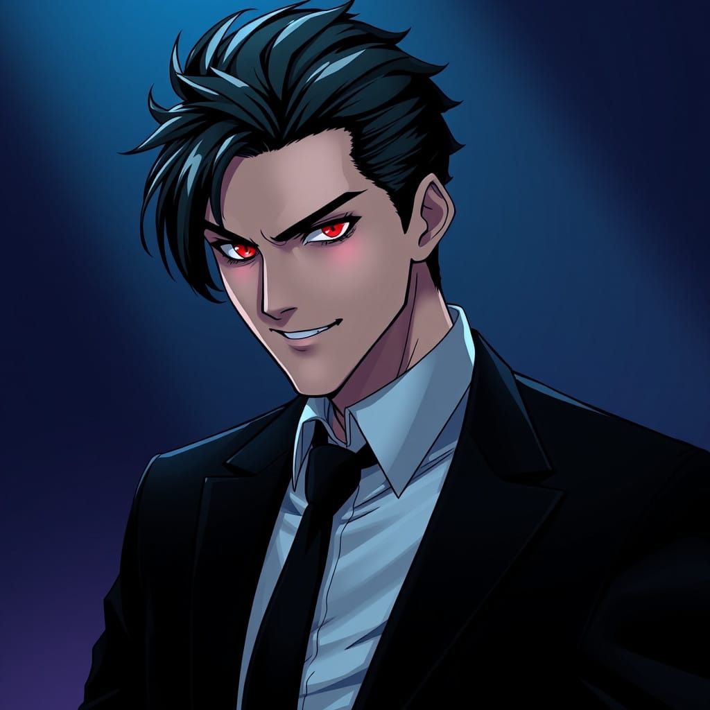 Mysterious Dark Angel in Modern Suit