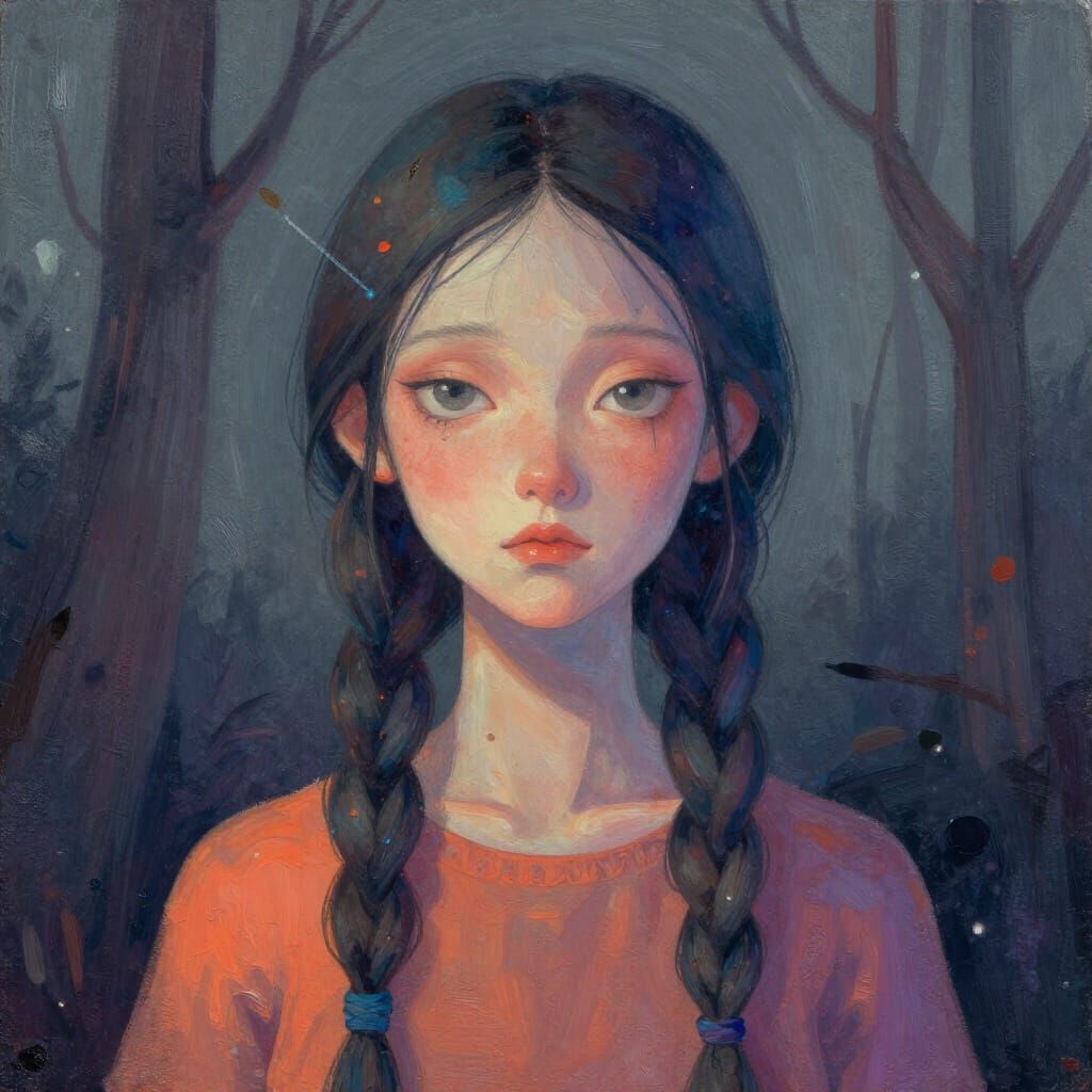 Emotional Character with Headphones in Bold Outline Style