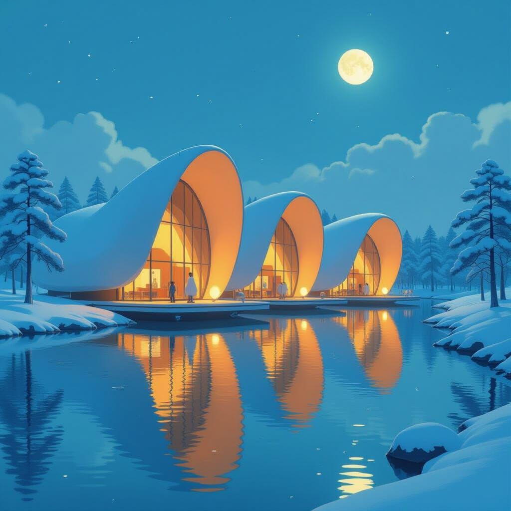 Dreamy River Landscape with Portals in Anime Style