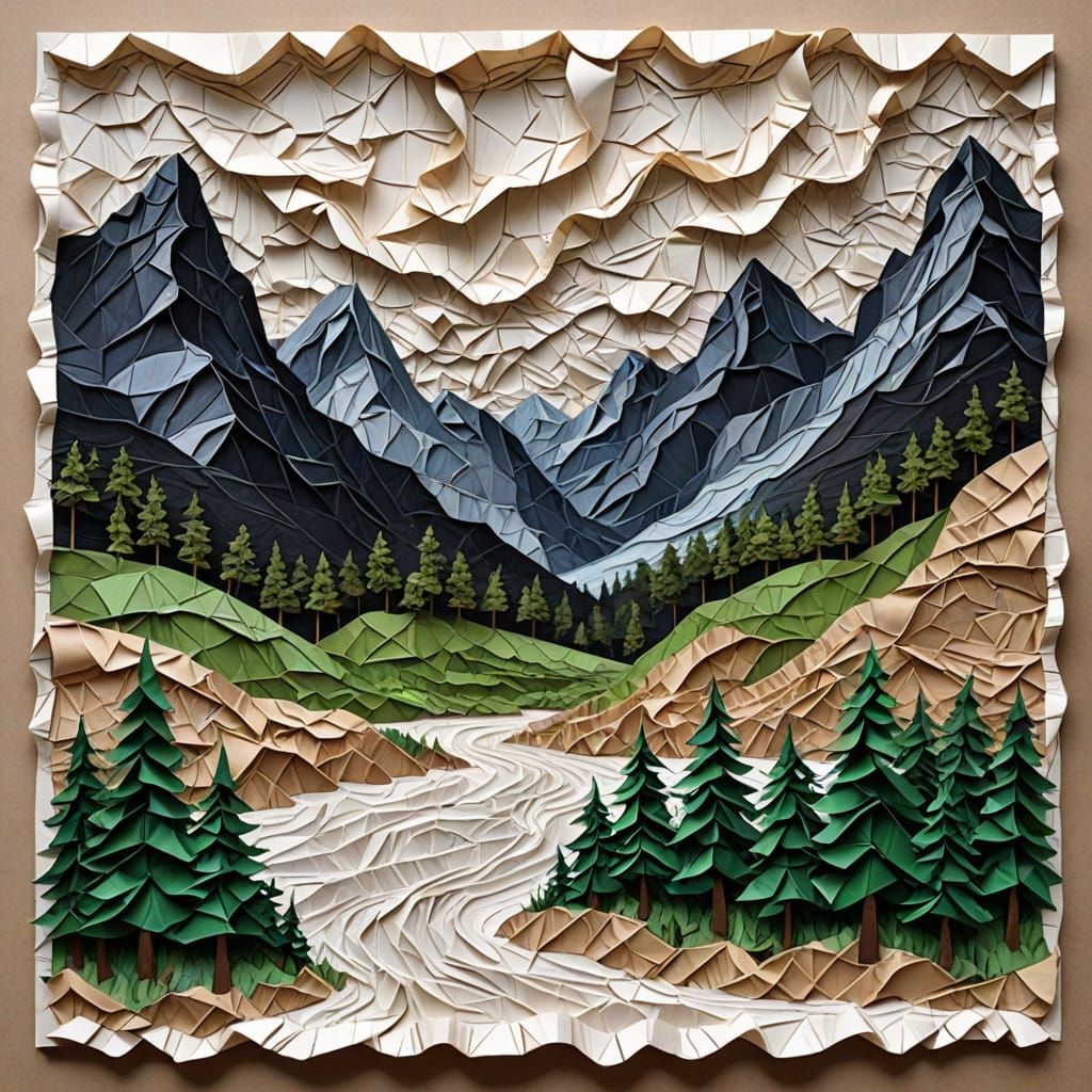 Crumpled Notebook Page Landscapes