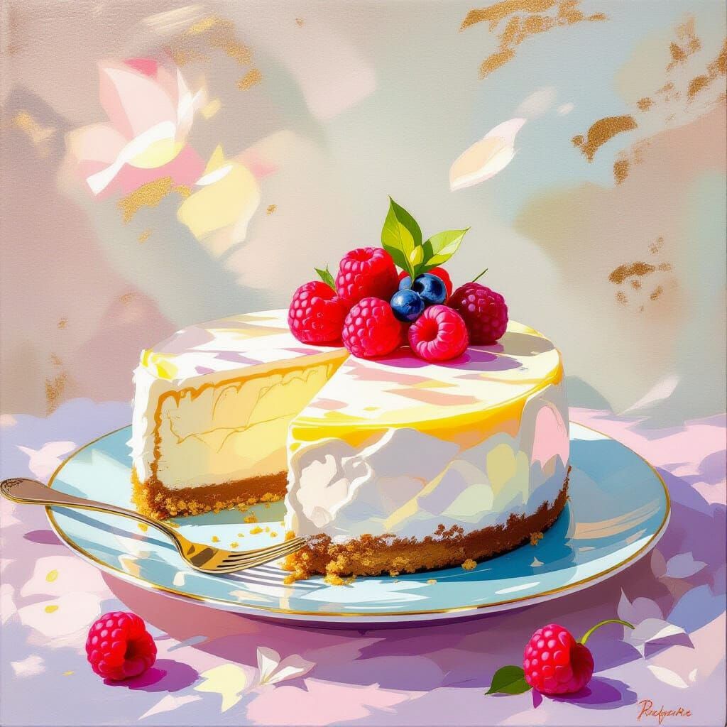 Coconut Cheesecake in Impressionist Rococo Style