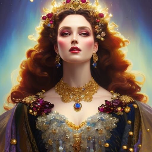 Jeweled Rococo Lady, Hyperdetailed Digital Portrait