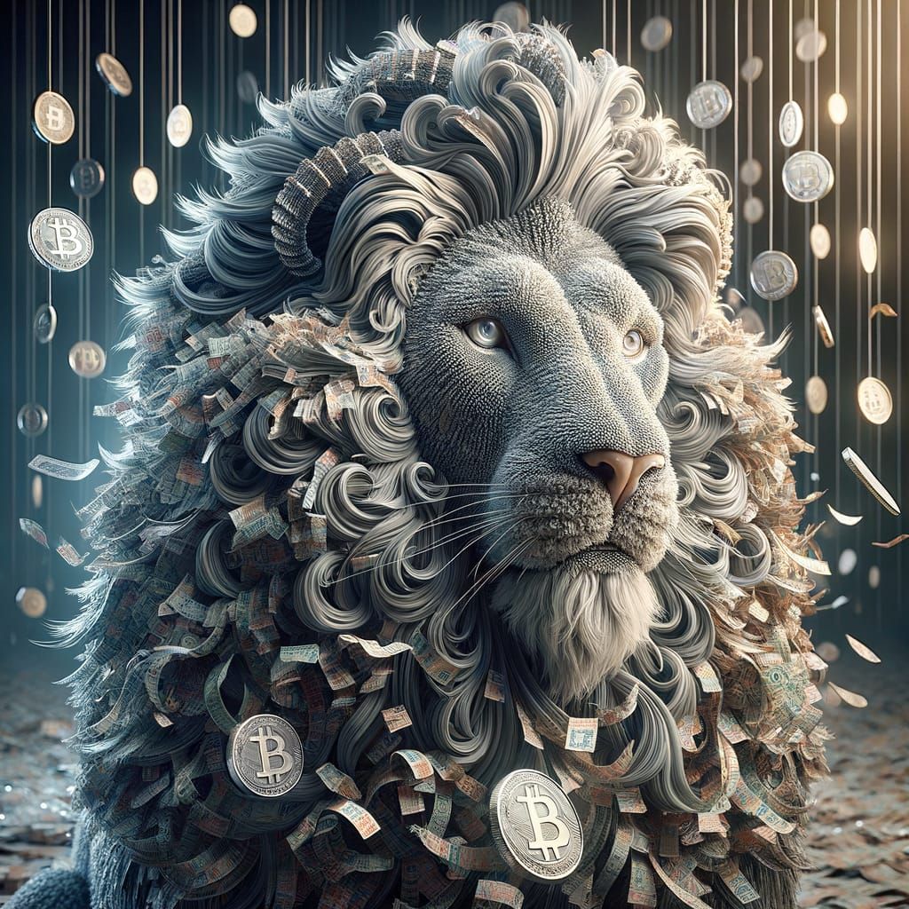Regal Lion Portrait with Money Mane