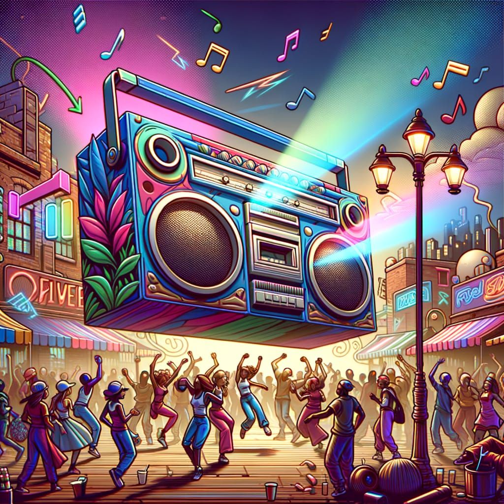 Graffiti Boombox at Block Party in Candyland Style
