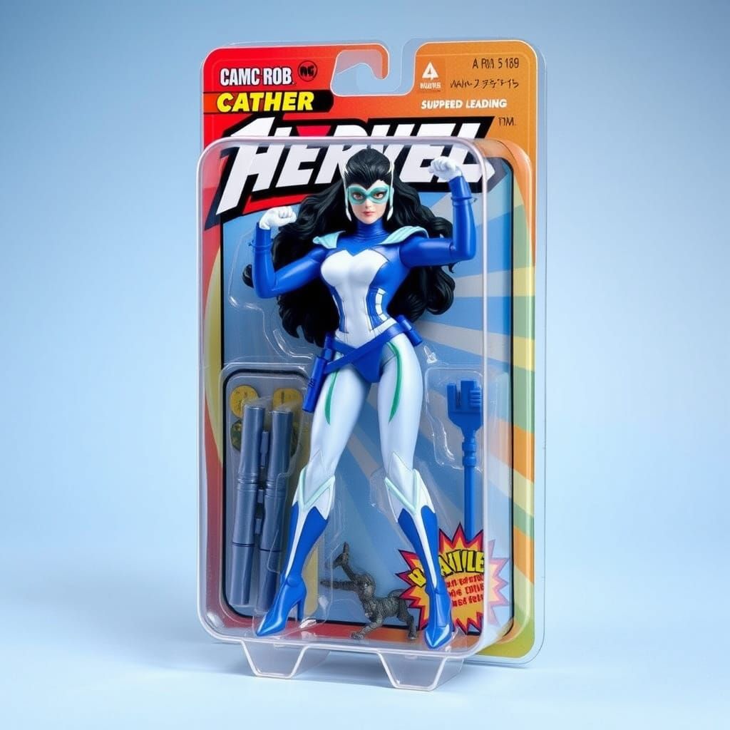 Nostalgic Superhero Action Figure in Retro Futuristic Packag...