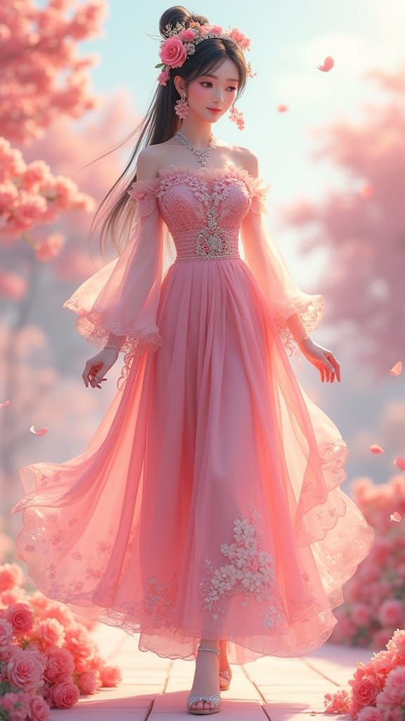 Elegant Woman in Whimsical Paas Parade Attire