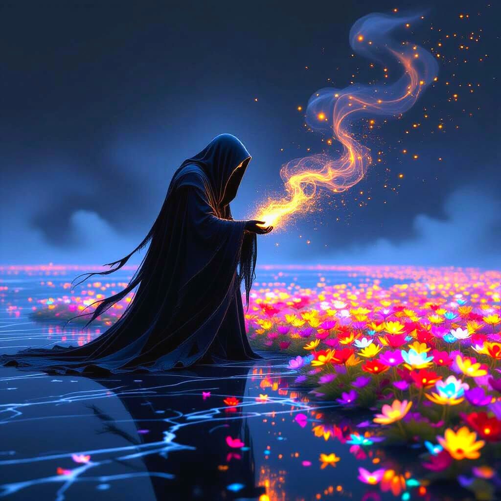 Dissolving Shadow Creature on Black Ice, Hyperdetailed Art