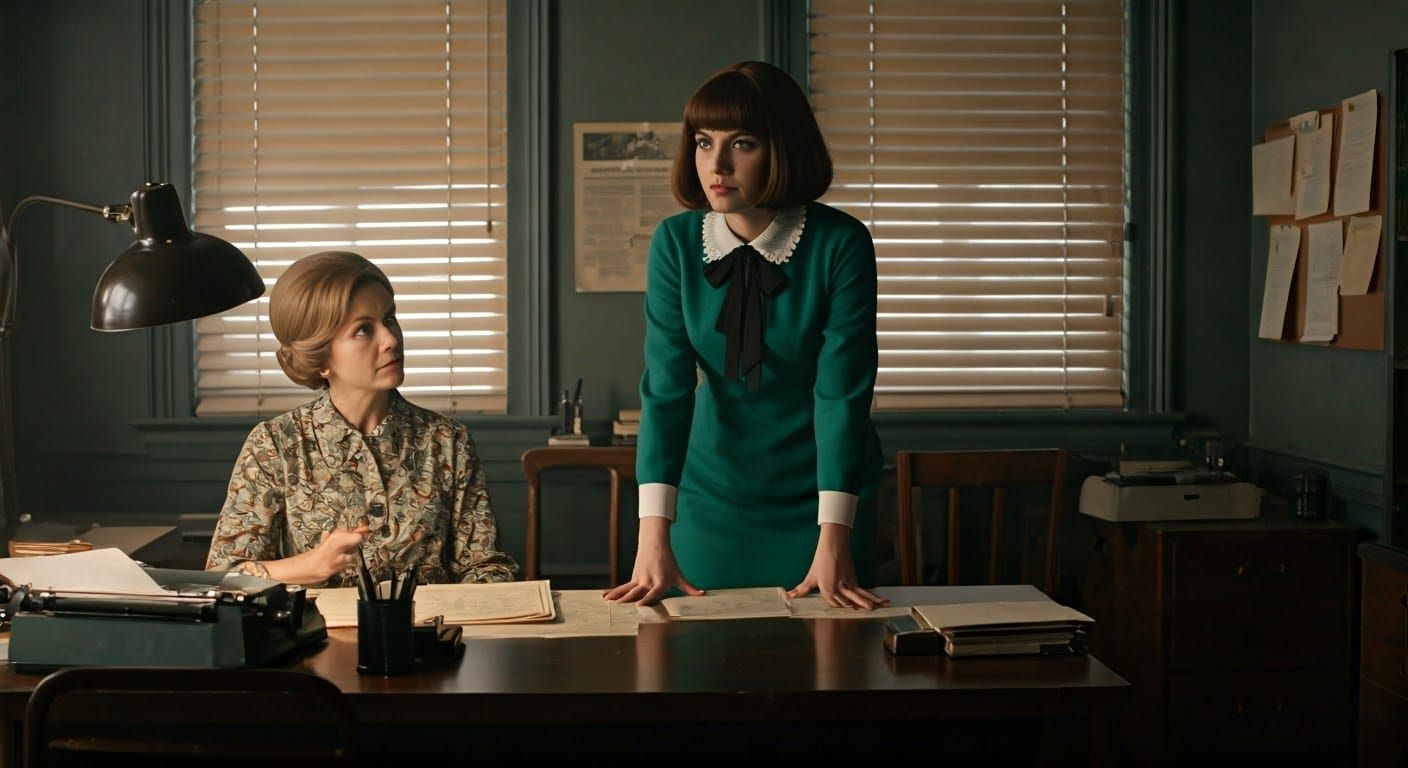 Vintage Noir Mystery Unfolds in 1960s Newspaper Office