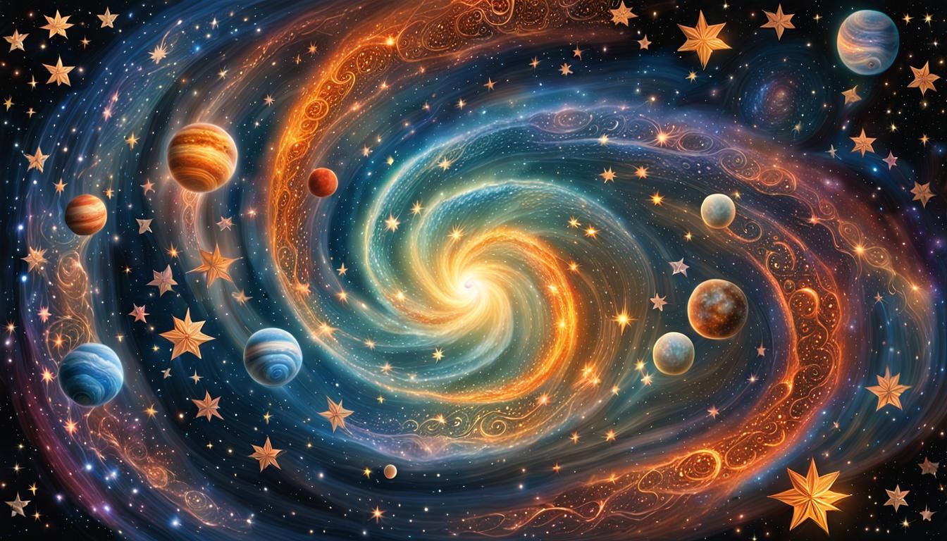 Ethereal Star Figure in Galactic Stellar Landscape