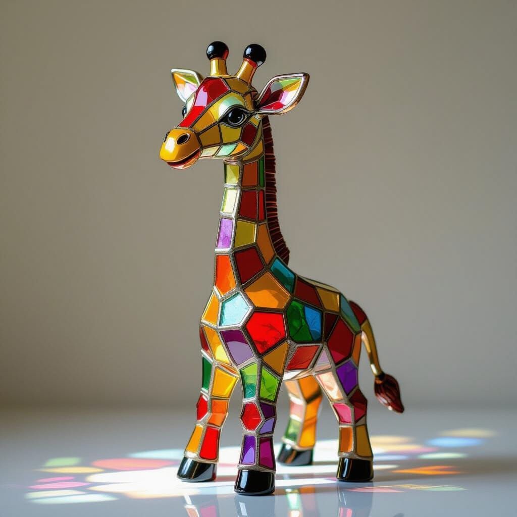 Alcohol Ink Glass Giraffe Toy Mosaic