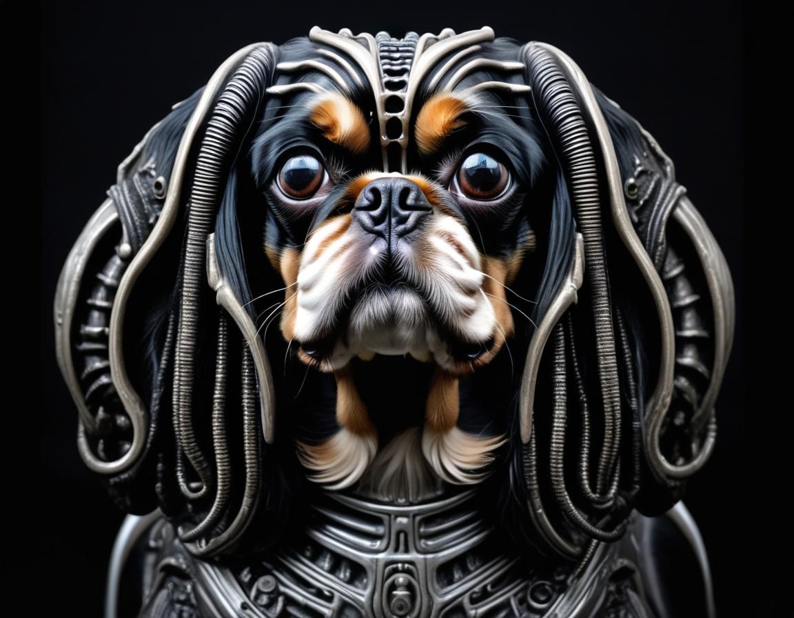 King Charles Spaniel in Giger Style