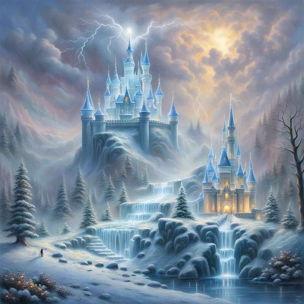 Ice Castle Ablaze with Ethereal Lightning