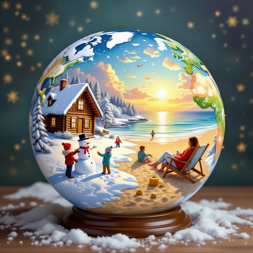 Contrasting Winter and Summer Worlds on a Globe