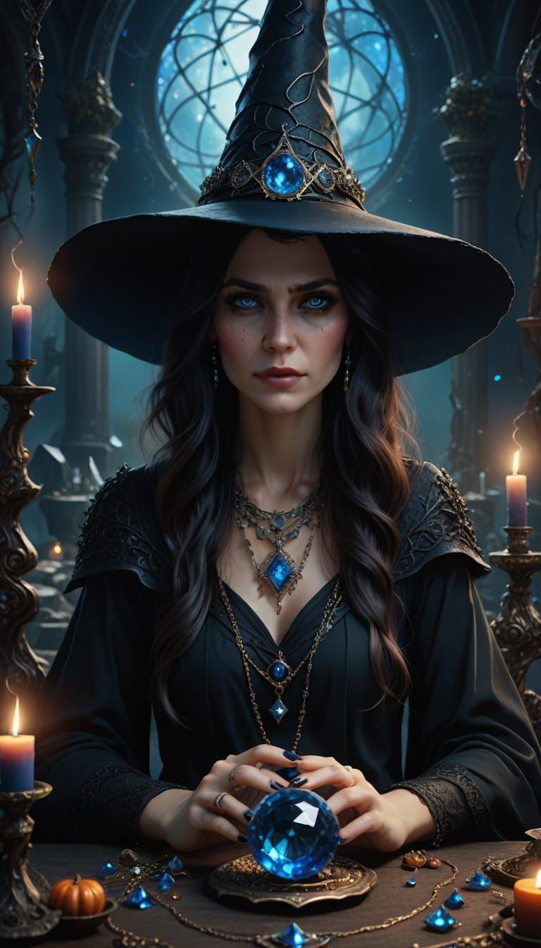 Enchanted Witch Goddess in Dark, Mystic Splendor